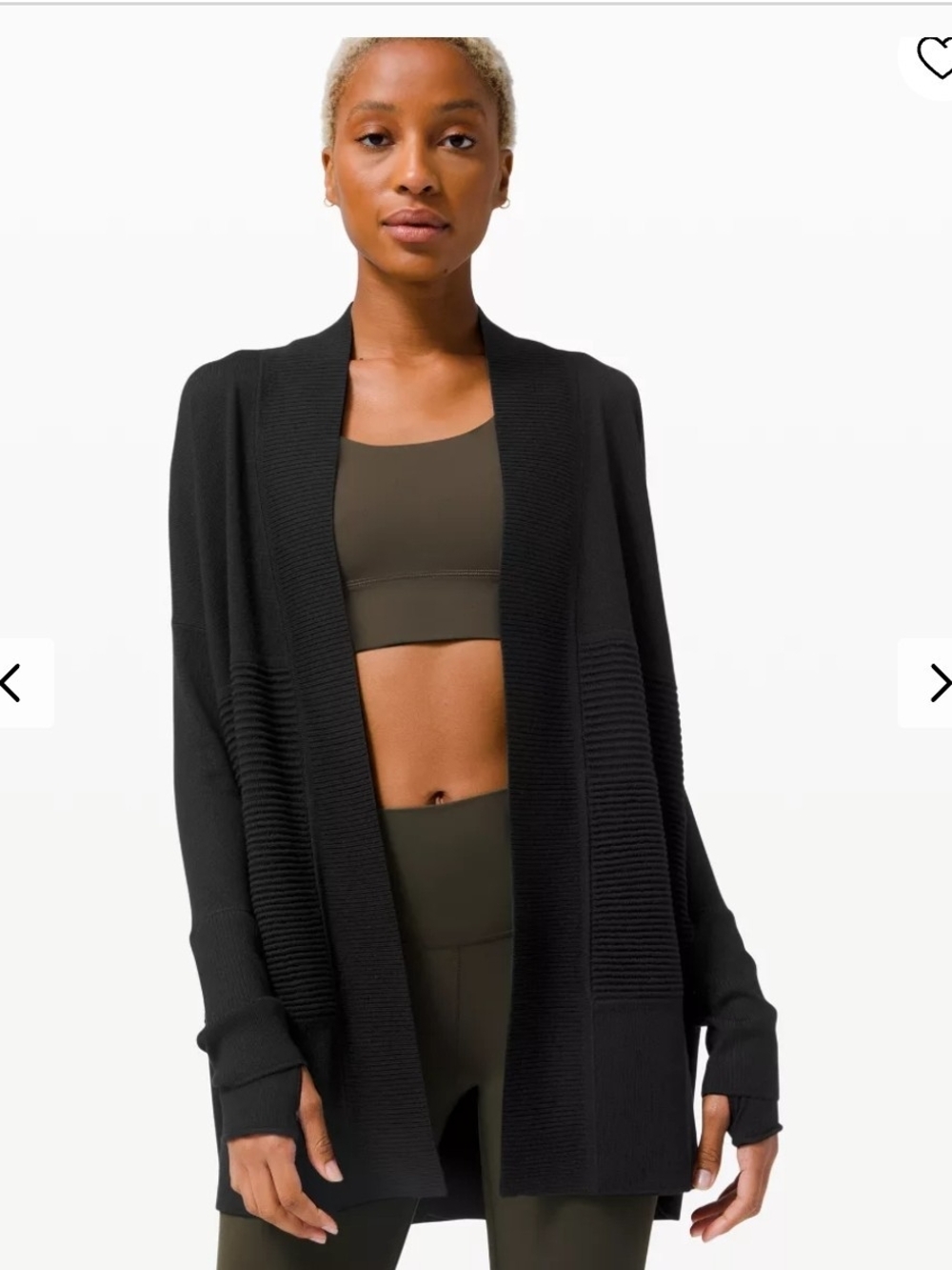 lululemon athletica Black Open-Front Ribbed Cardigan